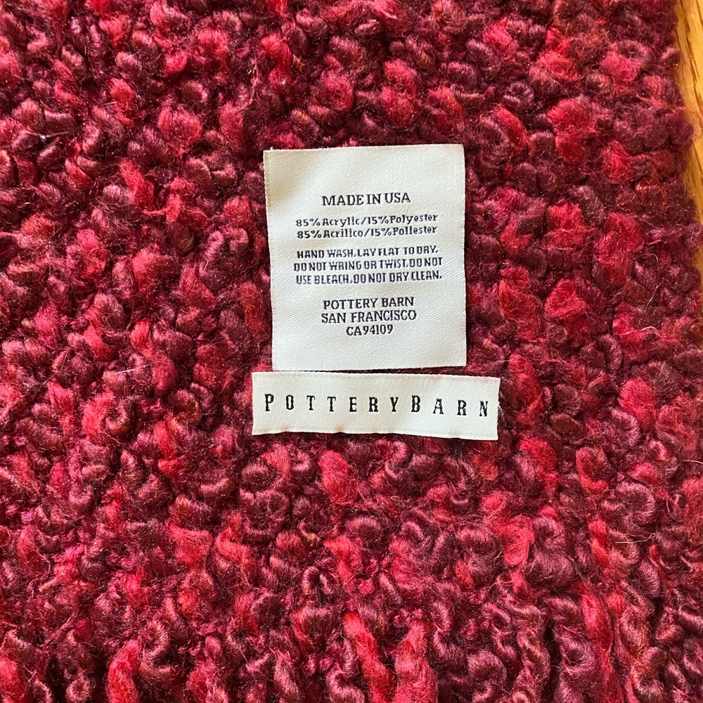 Stunning deep red Pottery Barn blanket